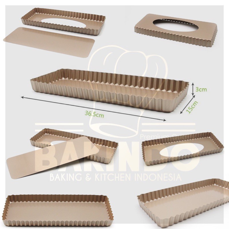 Kingsbakeware  Tart Pan Loyang Kue / Loyang Pie Persegi Bongkar Pasang Persegi Anti Lengket