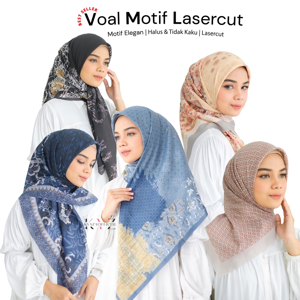 Hijab Segiempat Voal Motif Lasercut, Voal Motif Premium (PART 1)