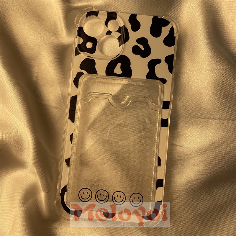 Soft Case TPU Motif Leopard Dengan Slot Kartu Untuk Iphone 11 12 13 Pro Max 7Plus 8 6 6s Plus Xs Max X Xr Se 2020