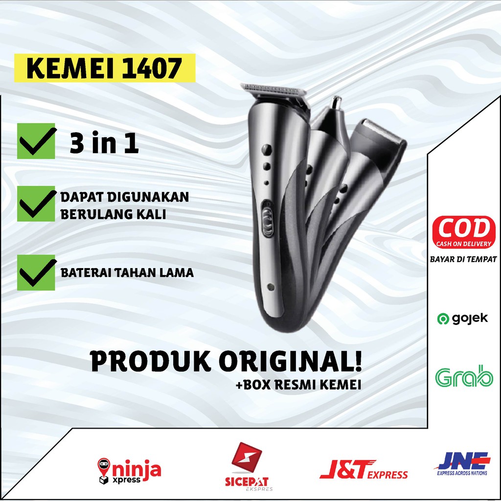 Kemei 1407 Alat Cukur Rambut Pria/ Cukur Rambut Jambang Kumis Portable Murah Cukur Rambut Porable