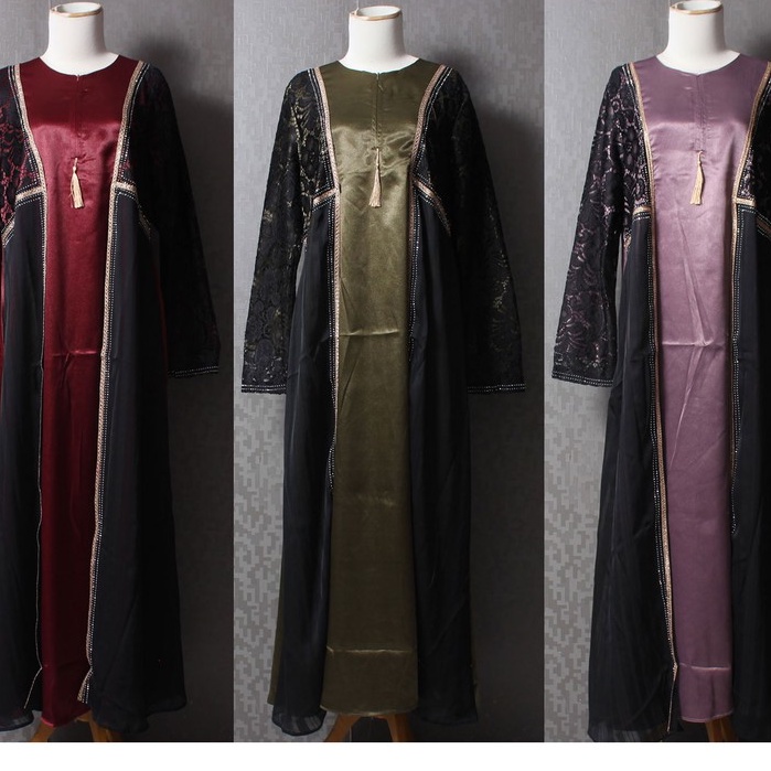 GAMIS SEQUIN PREMIUM SUPER LEMBUT GAMIS LENGAN BERUKAT MODEL CARDIGAN GAMIS SATIN