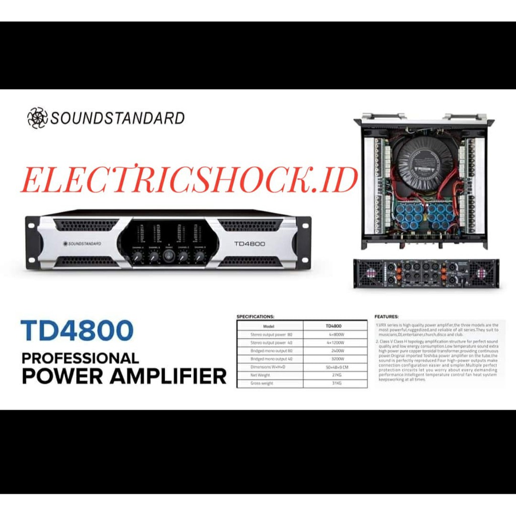 POWER AMPLIFIER SOUNDSTANDARD TD4800 / TD 4800 4CH 4 x 800 WATT