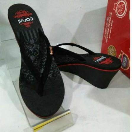 Sandal Jepit Wanita merek CARVIL Daisy Hitam original