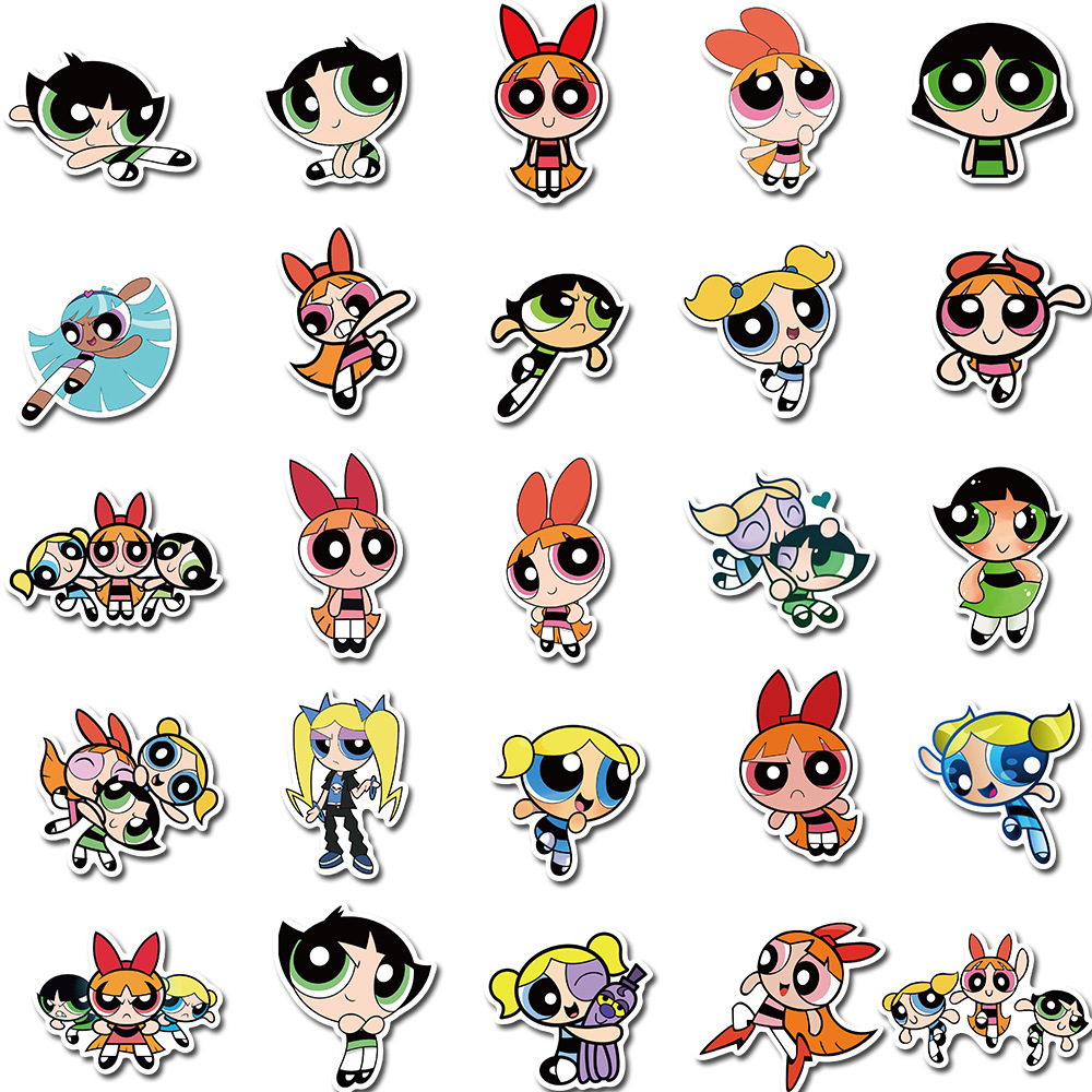 74 Powerpuff Girls Graffiti Stickers Luggage Laptop Skateboard Guitar Decoration Stickers