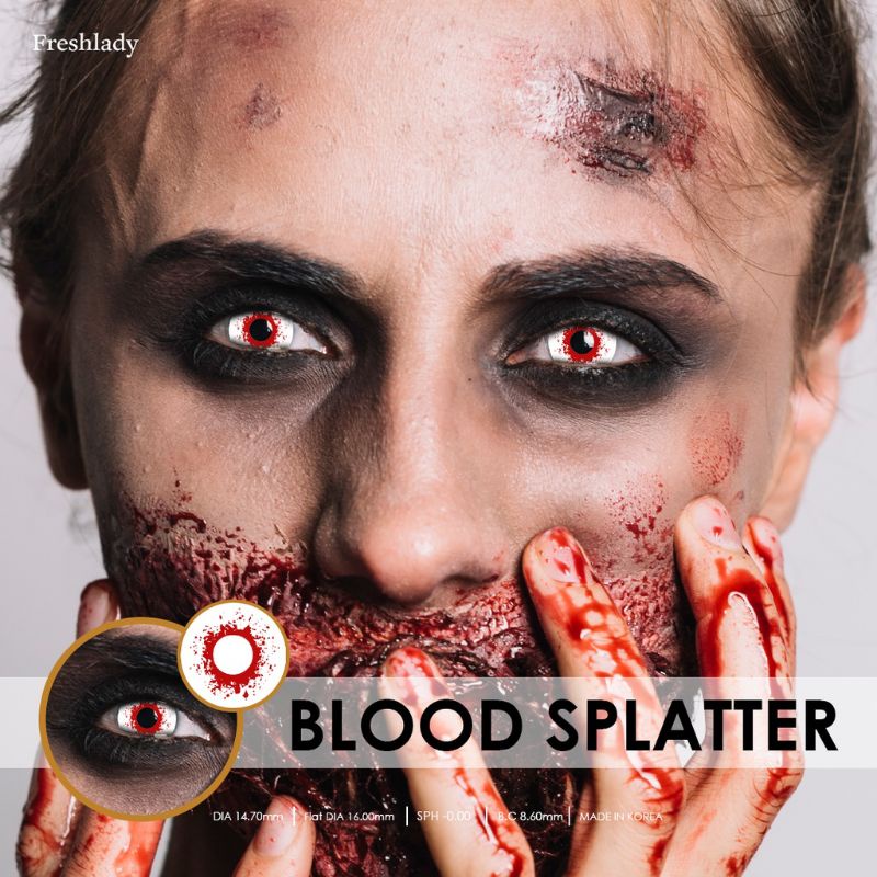 SOFTLENS COSPLAY HALLOWEEN BLOOD SPLATTER BLOOD SPLAT CRAZY LENS VAMPIRE ZOMBIE