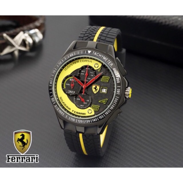 JAM TANGAN FERRARI 5858 KARET CRONO AKTIF