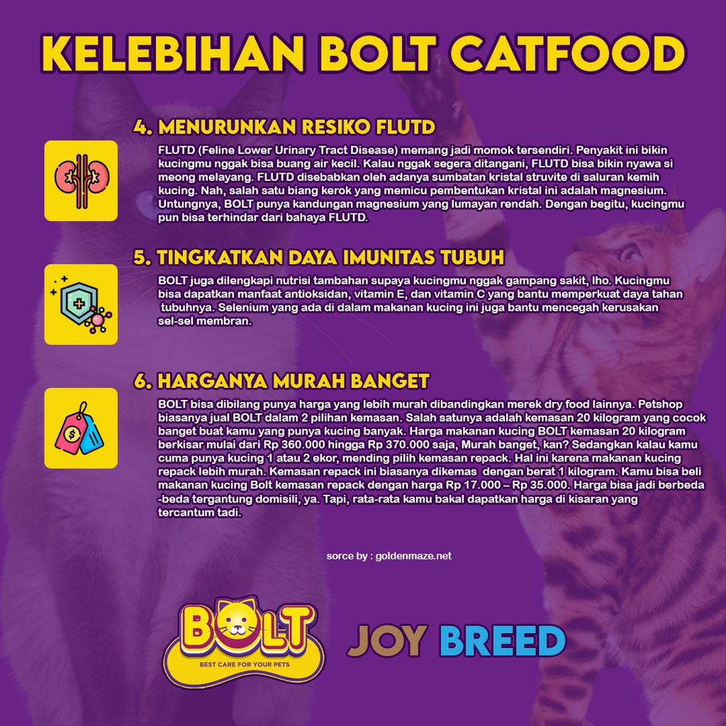 MAKANAN KUCING BOLT 500 GRAM REPACK DRY FOOD KUCING MURAH