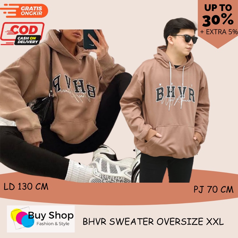 sweater hoodie couple cewek cowok model oversize BHVR switer oversize wanita pria/unisex sweater hoo