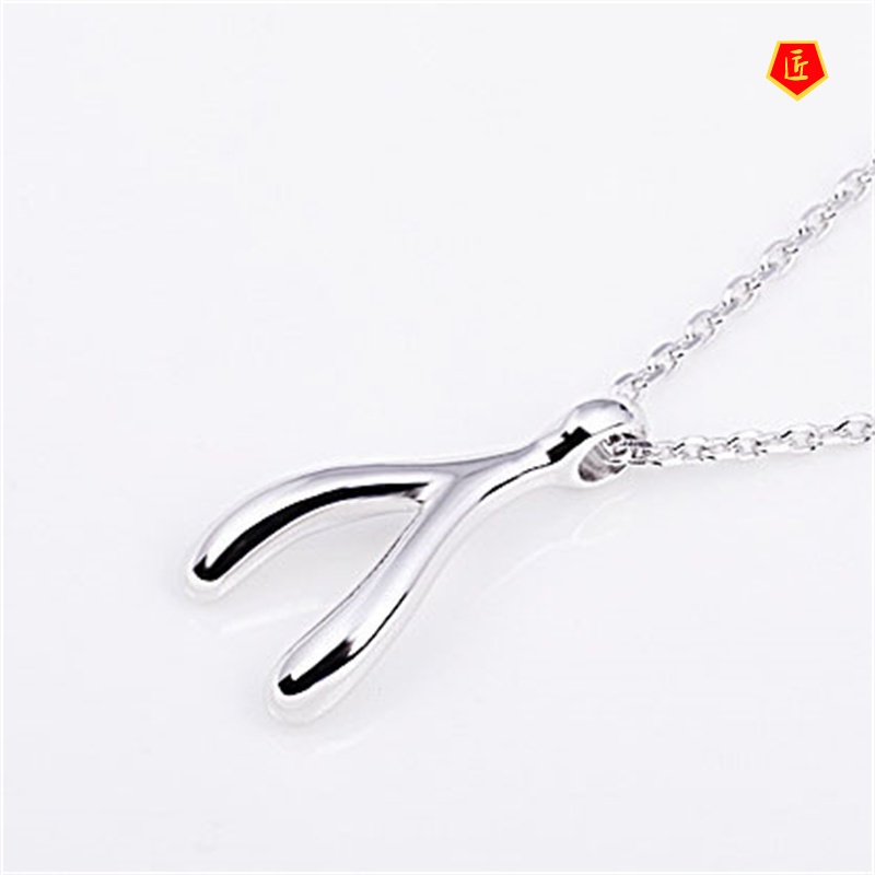 [Ready Stock]Wish Bone Pendant Silver Necklace Fashion Simple Temperament