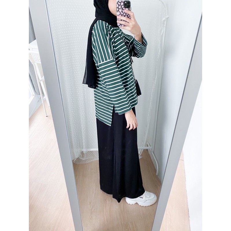 Bymeldev Stripes Top Kaos Lengan Panjang Salur Nonbusui dan Busui