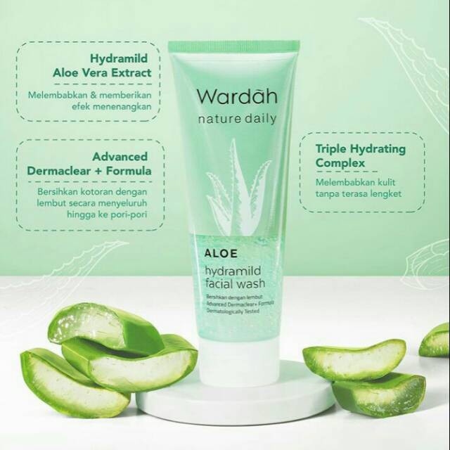 Wardah Nature Daily Seaweed &amp; ALoevera Balancing Facial Wash 60 ml / seawed Aloe Hydramild facewash