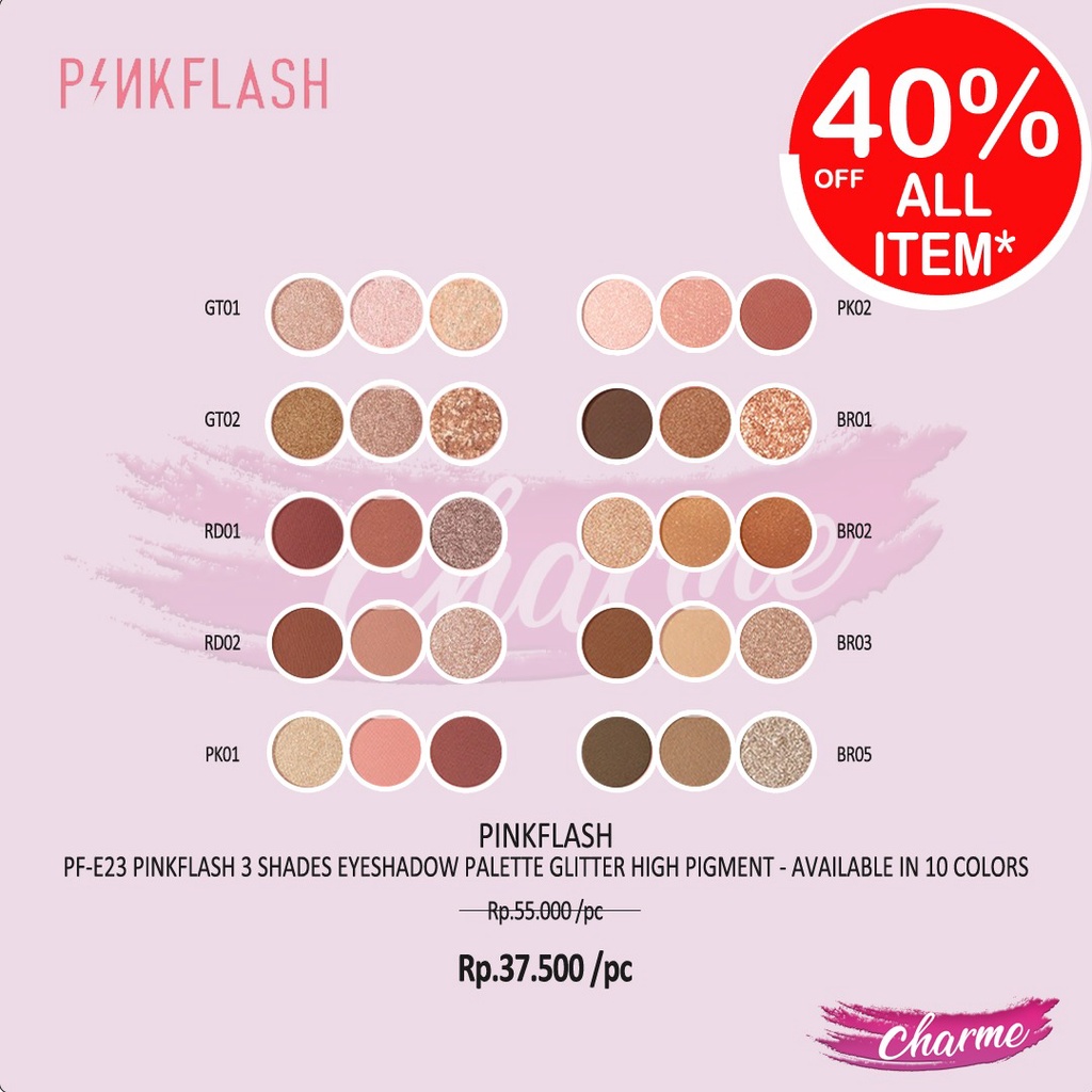 (READY) Pinkflash Pink Flash 3 Shades Eyeshadow Palette Glitter High Pigment PF E23