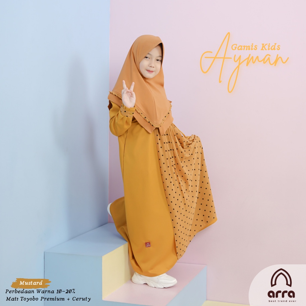 Sarimbit Keluarga Arra Gamis Ayah Ibu Anak Series Ayman Original Premium Baju Couple Keluarga Muslim 3-GAMISNYA SAJA ANAK