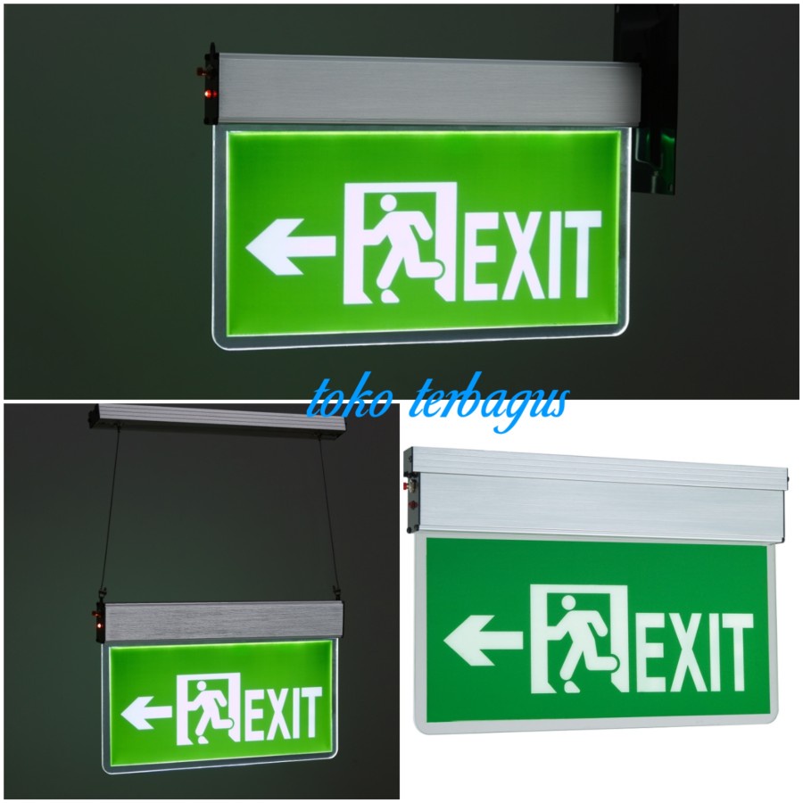 Lampu EXIT LED Lampu Petunjuk Darurat Emergency EXIT Lamp Light 2 Sisi Sided