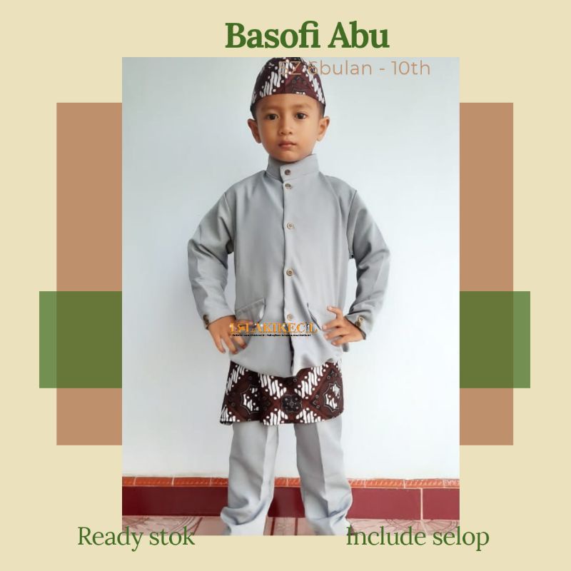 Baju Adat BASOFI ABU SILVER bayi anak Jawa timur betawi Sunda manten pengantin akad kondangan kartin