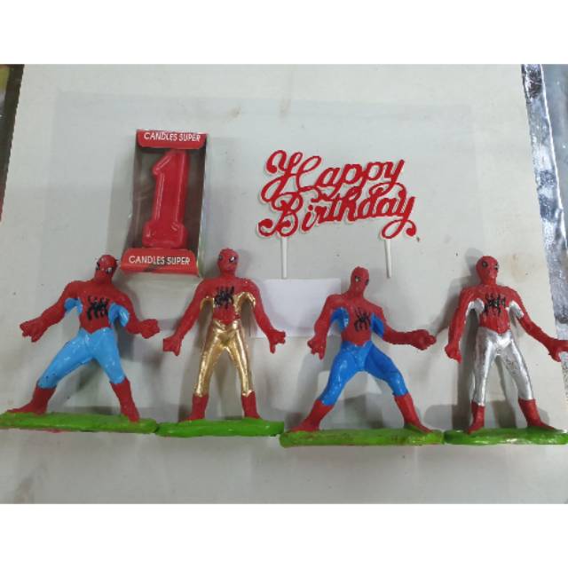 

1 set mainan spiderman isi 4+lilin angka+HBD RP.27000