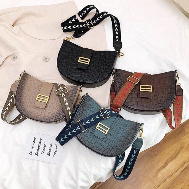 Tas Selempang 6538 Tas Sadel Kulit Pola Buaya Tas Import Wanita Fashion