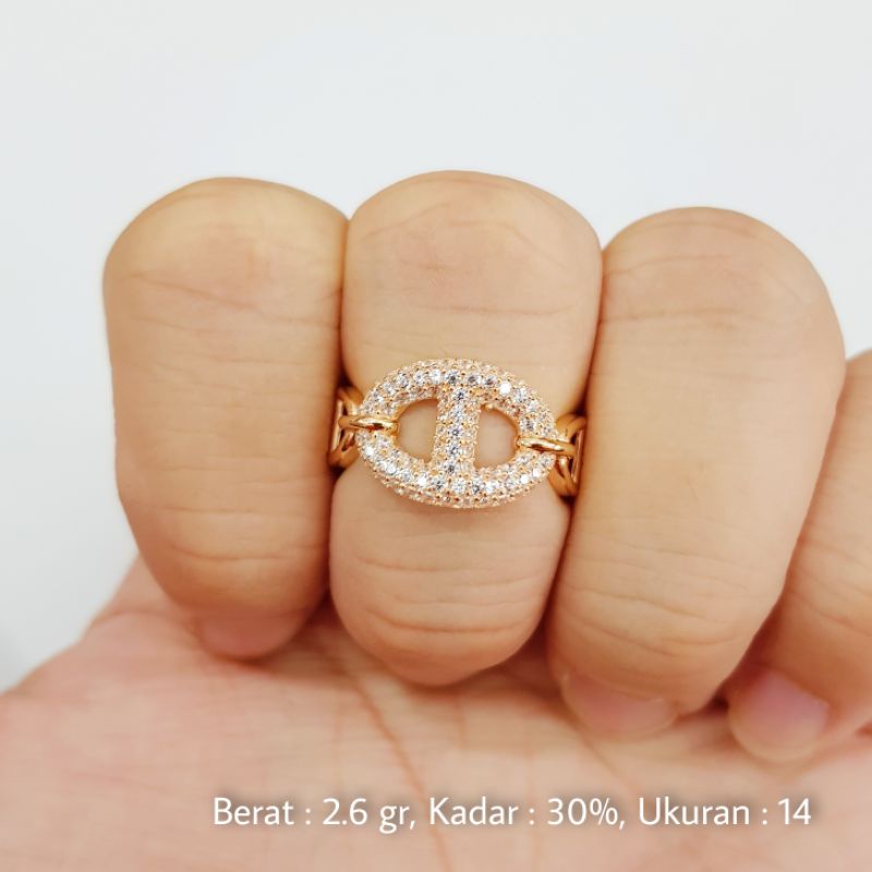 Cincin Emas Ukuran Ring Size 14 Kadar 30% (6K) - LTS