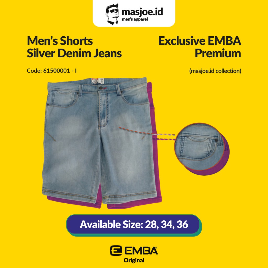 Celana Pendek Pria EMBA Original - Silver Denim Jeans