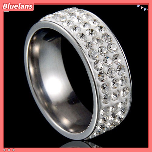1pc Cincin Berlian Imitasi Tiga Baris Untuk Pria Dan Wanita