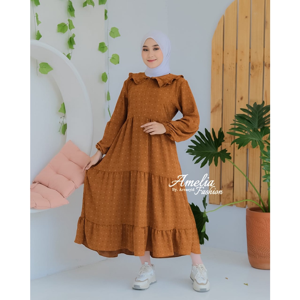 DRESS MIDI RUBI DAN MIDI SALUR ORI AMELIA CRINCKLE URUGIRI baju muslim kringkel crincle