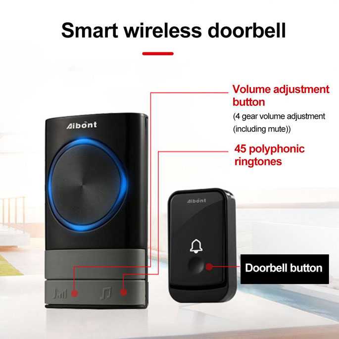 Bel Pintu Rumah Tanpa Kabel Wireless 45 Nada 2 Receiver 1 Transmitter  Aibont - Q189-BB