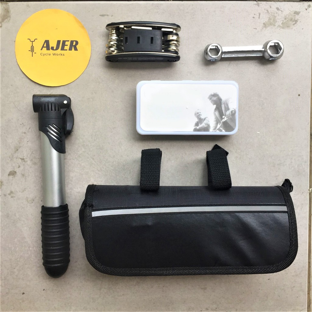 Alat repair Sepeda tool kit 1 set Portable Pompa Tambal ban Kunci set L hex bukan Parktool