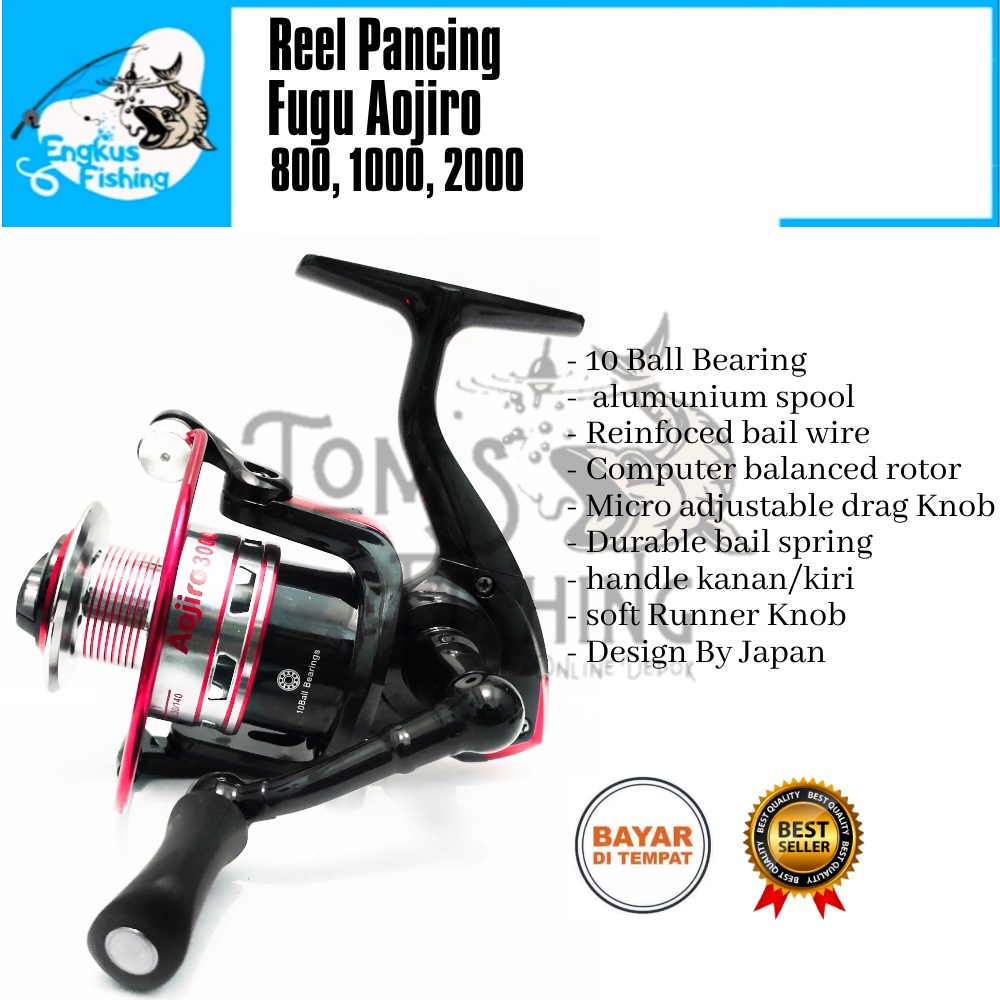 Reel Pancing Fugu Aojiro 800-2000 (10 Bearing) Spool Almunium Besi Berkualitas Murah - Engkus Fishing