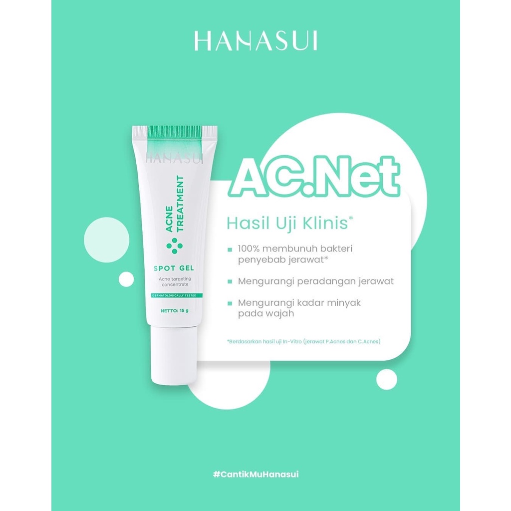 HANASUI Acne Treatment Spot Gel Indonesia / Acne Targeting Concentrate 15g / Obat Totol Jerawat Wajah Kulit Muka / Perawatan Berjerawat Ampuh Krim / Skincare Face Facial Wash Cleanser Toner Essence Serum Day Night Cream / Paket Flawless Glow 10 Series