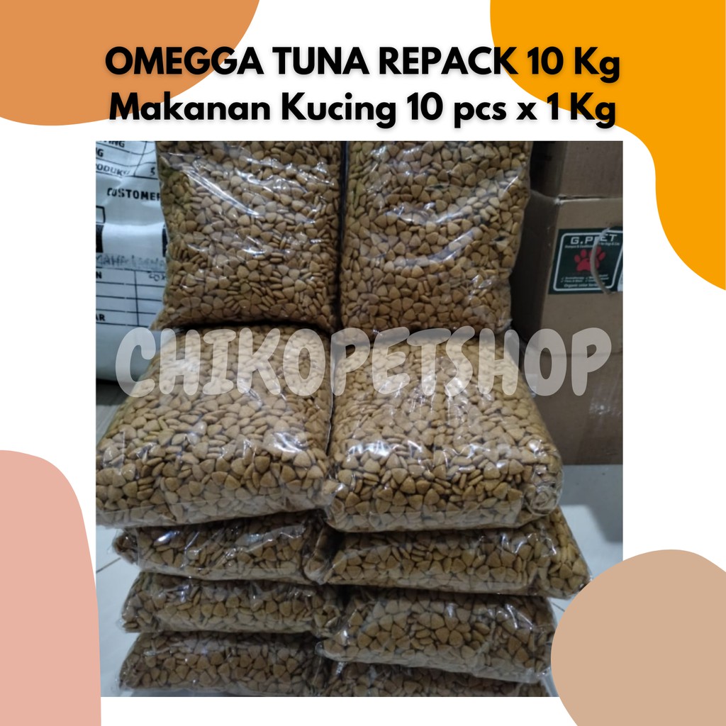 OMEGGA 10Kg Makanan Kucing 10 pcs x 1 Kg Khusus Grab/Gojek