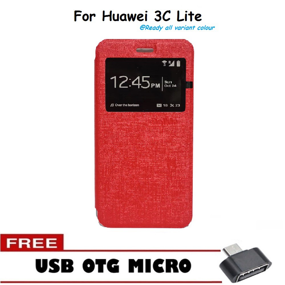 Flip cover/flip case/soft case Huawei 3C Lite gratis USB OTG