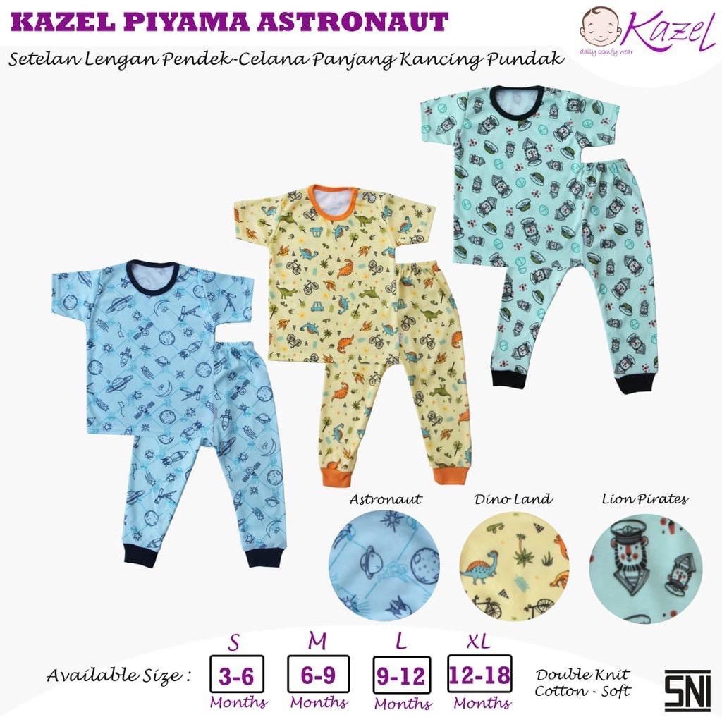 AB04 SETELAN PIYAMA TWIN TIGER/KAZEL ASTRONAUT BAJU PENDEK CELANA PANJANG 6-18 Bulan SML SNI PREMIUM
