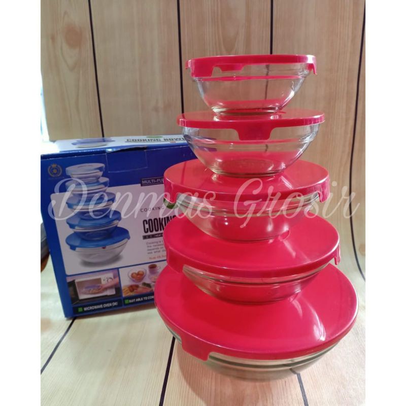 ( MURAH) Mangkok Bowl isi 5 Pcs / Mangkok Kaca Set / Mangkok Beranak