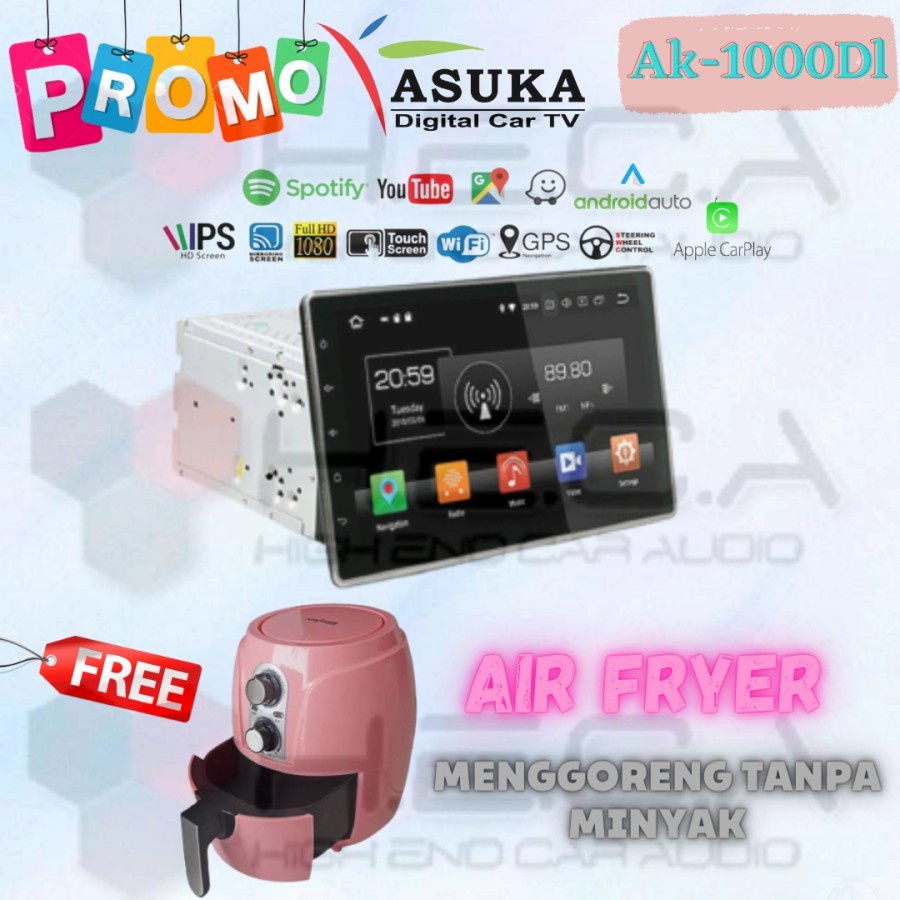Asuka AK-1000DL Head Unit Android Tape Audio Mobil AK-1000 DL