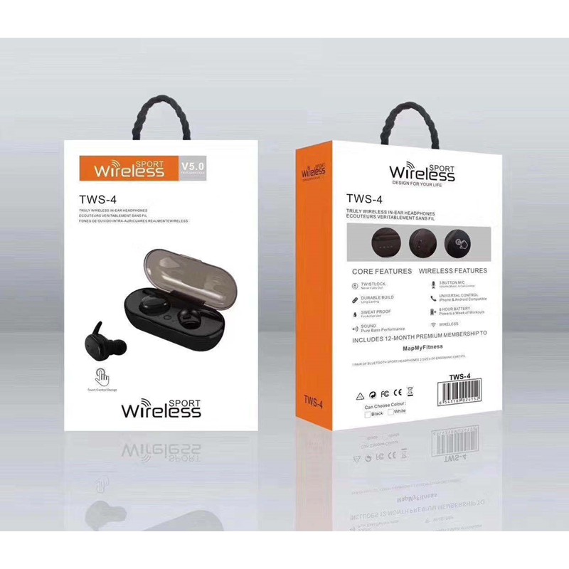 TWS4 Touch 5.0 Binaural 3D Stereo Sound HiFi Bluetooth headset