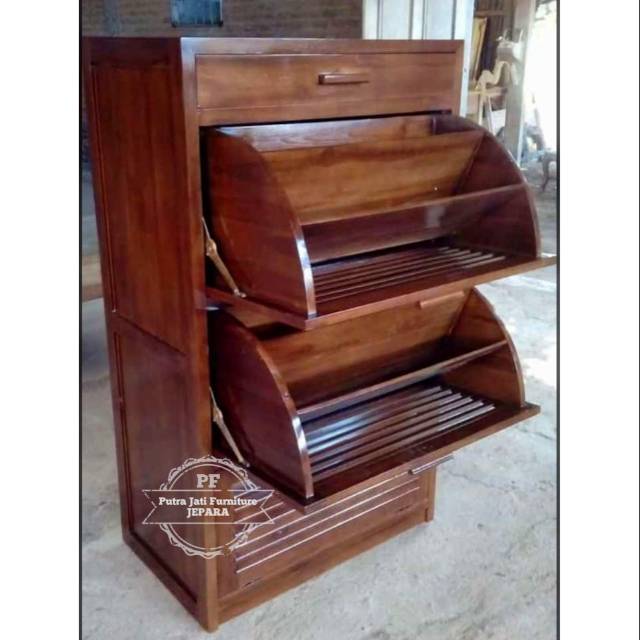Lemari Kecil Full Kayu Jati - Lemari Tas/ Sepatu/ Sandal/ Hiasan Khas Jepara Promo