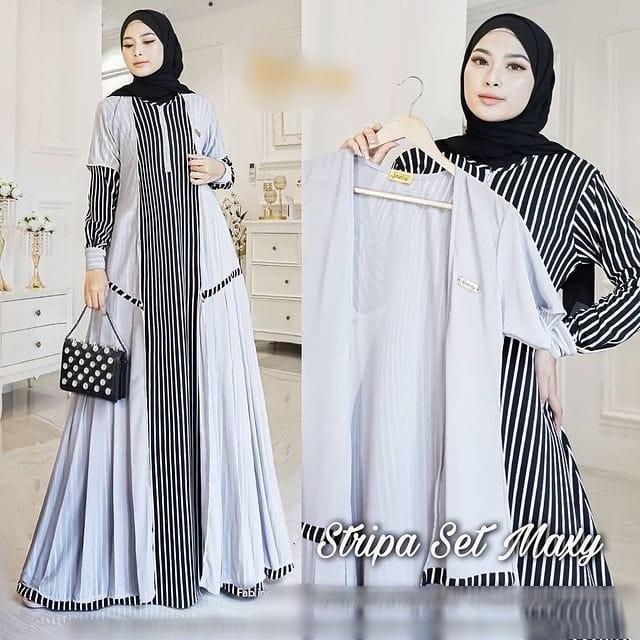 STRIPA SET MAXY Bahan MILANO MIX CERUTY ( DAPAT INER + OUTER PISAH / BUSUI ) WANITA TERBARU 2022