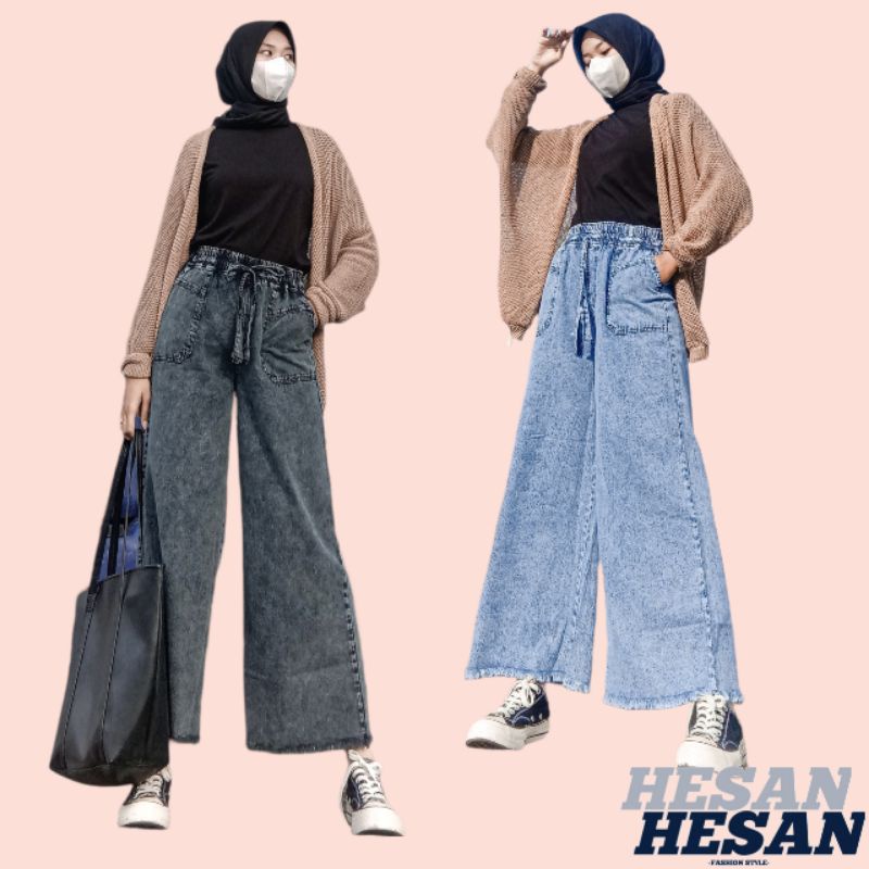 KULOT PINGGANG KARET KULOT SNOW RAWIS//KULOT JEANS HIGHWAIST WANITA TERBARU JI