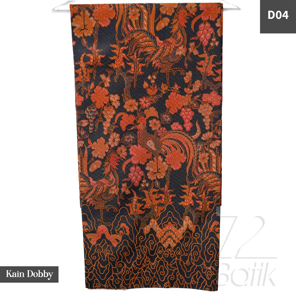 KAIN BATIK PREMIUM Bahan Dobby Motif Jago Alas Warna Hitam Black Orange 721652 Cap 72 Jarik Jarit Samping Kebat Panjang Batik Dobby Modern Premium Bahan Seragam Batik Pernikahan Kantor Keluarga Murah Kamen Jadi Batik Bali Lembaran