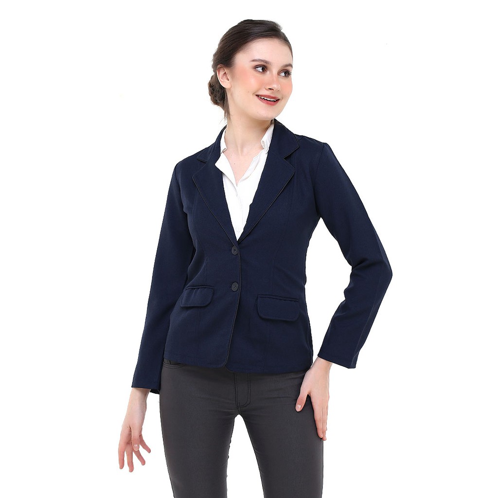 Hamlin Qemsya Jas Blazer Wanita Korean Style Formal Longsleeve Suit Material Polyester ORIGINAL - Na
