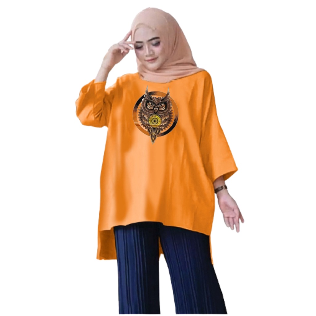 Tunik Jumbo OWL Burung Hantu 01 / Atasan Wanita Lingkar dada 130cm/XL, XXL