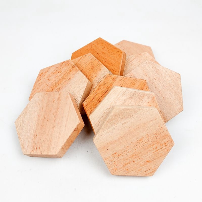 TATAKAN GELAS | ALAS GELAS KAYU SEGIENAM 8-10CM