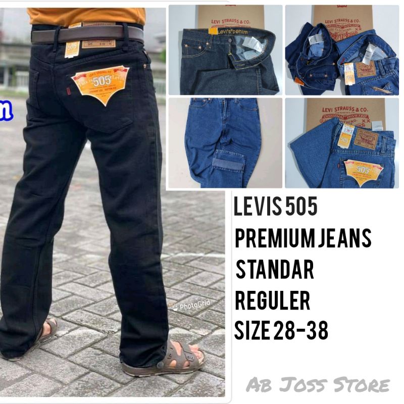 Celana Jeans Pria Standar Reguler Levis 505 Original Denim