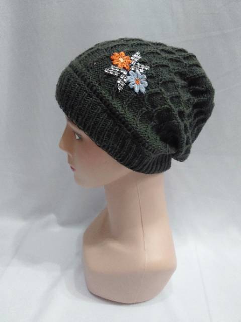Topi kupluk ciput kerpus rajut ibu ibu turban rajut wanita dewasa ciput kerpus rajut nenek aksesoris hijab rajut premium tebal no pad Model Korea