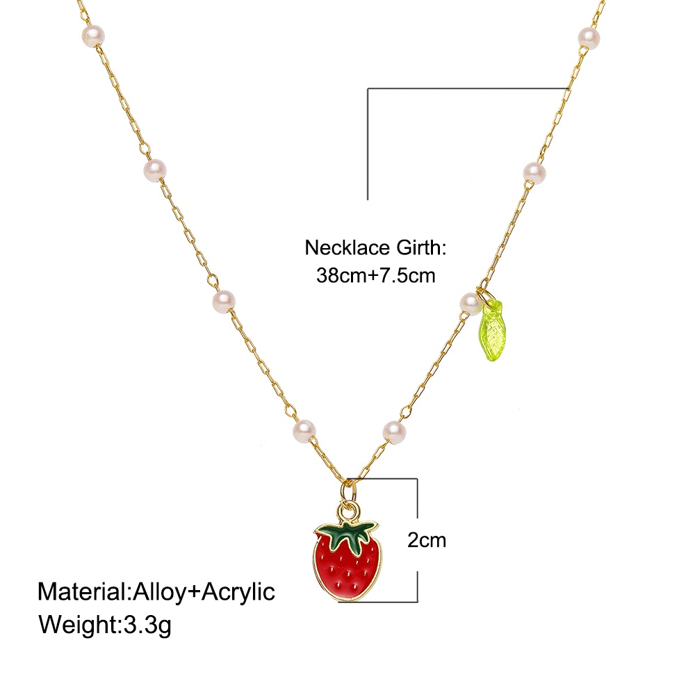 YEEZII Korean Fashion Fruits Necklaces Pineapple Strawberry Cherry Pendant Silver Chain Women Accessories