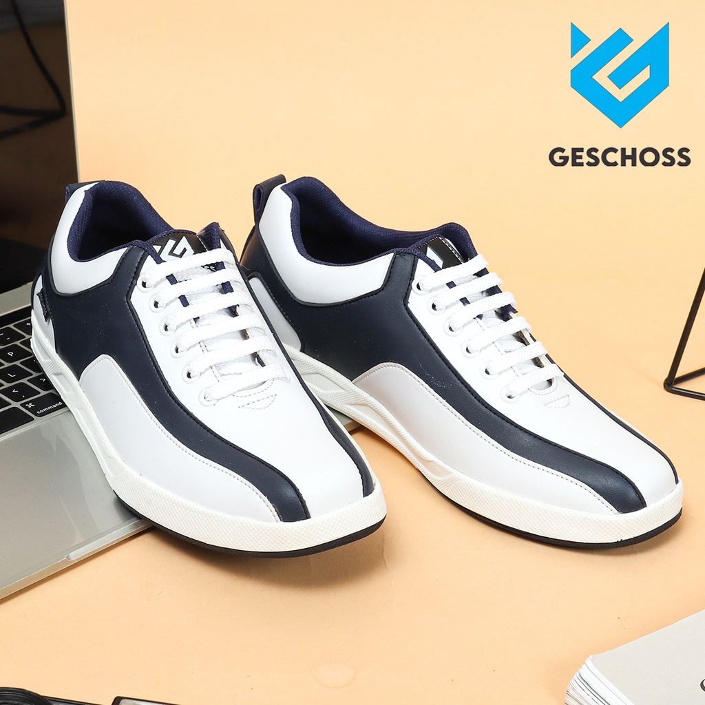 GESCHOSS OFFICIAL | Sepatu sneakers Santai Sepatu Santai Sneakers Terbaru GS X 7802  Putih Nevy Pria Terkini