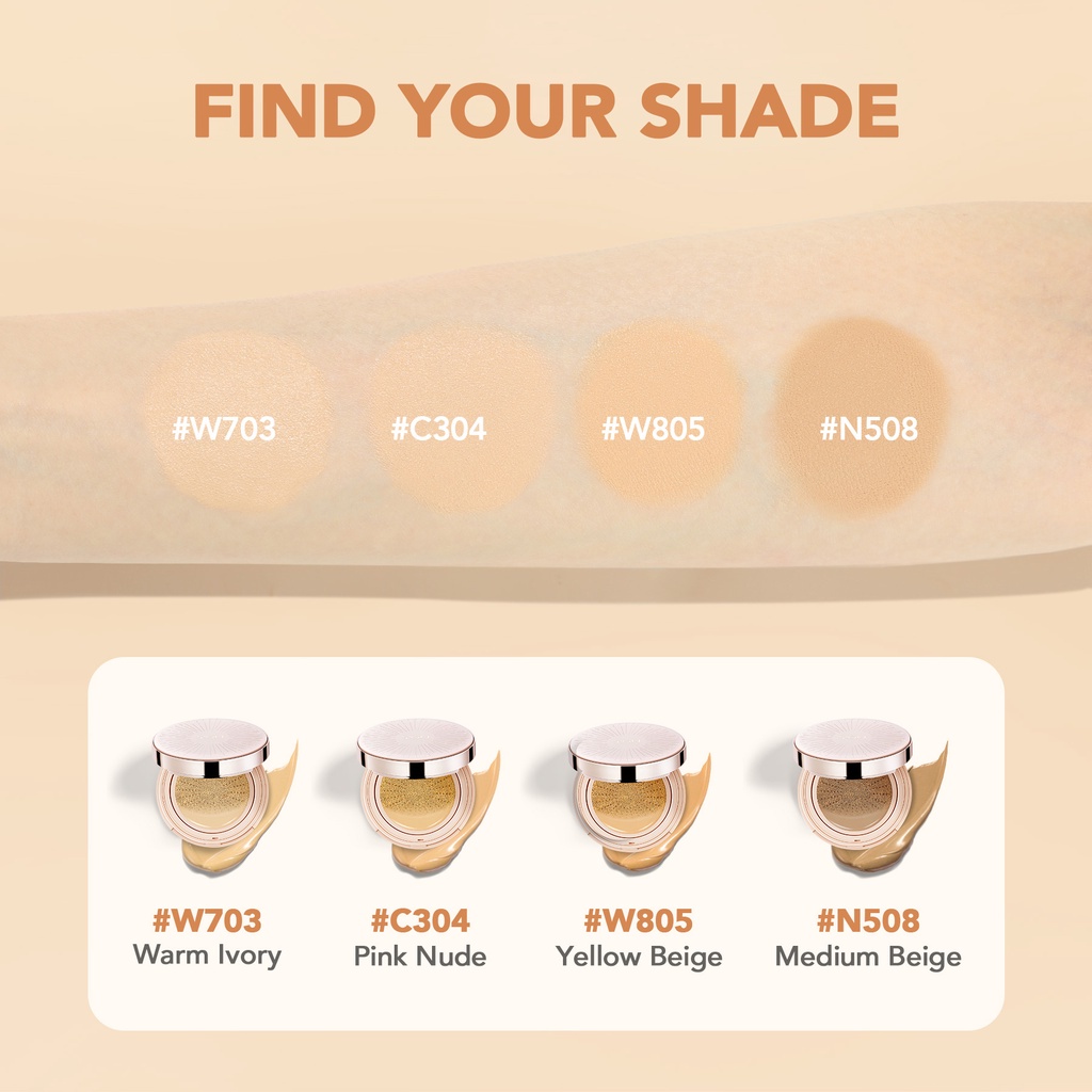 YOU Noutriwear+ Flawless Cushion Foundation SPF 40 PA+++ | Poreless Full Coverage | Waterproof | Tahan Lama 16 Jam | BPOM