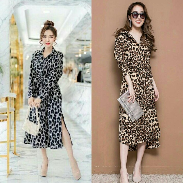 *[GLFK] Dress / Dres Wanita Terbaru / Dress Korea / Dress Wanita Casual / Dress Leopard