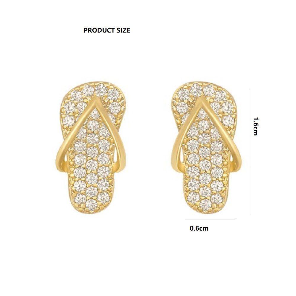 Top 1pasang Sepatu Gold Stud Earrings Aksesoris Anting Mewah Anting Fashion Perhiasan Mini