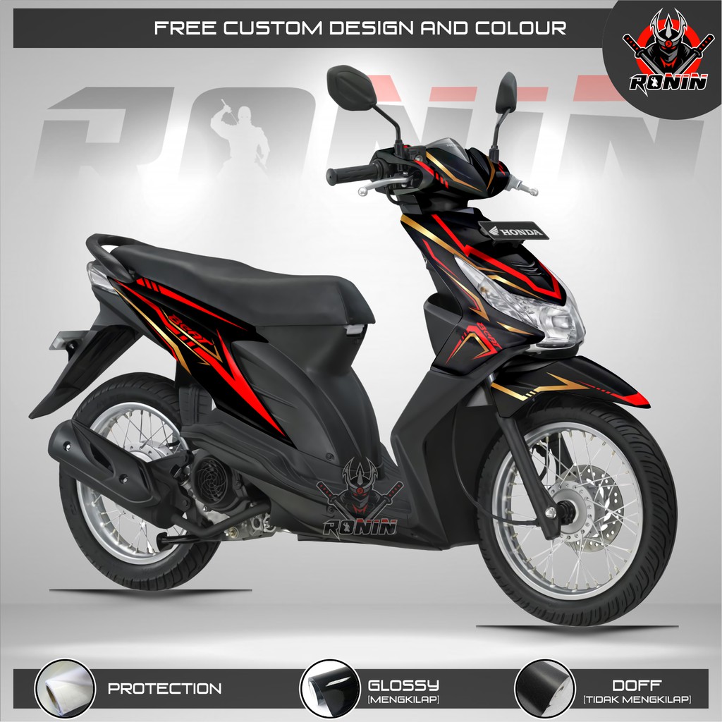 Sticker Decal Full Body Beat Karbu Motif Racing Gold
